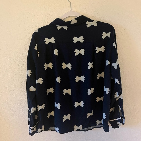 Kate Spade Navy Bow Print Pajama Top - Picture 3 of 5